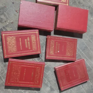 vintage burgundy or maroon leather-like covers