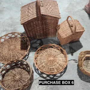 vintage cane and wicker baskets,